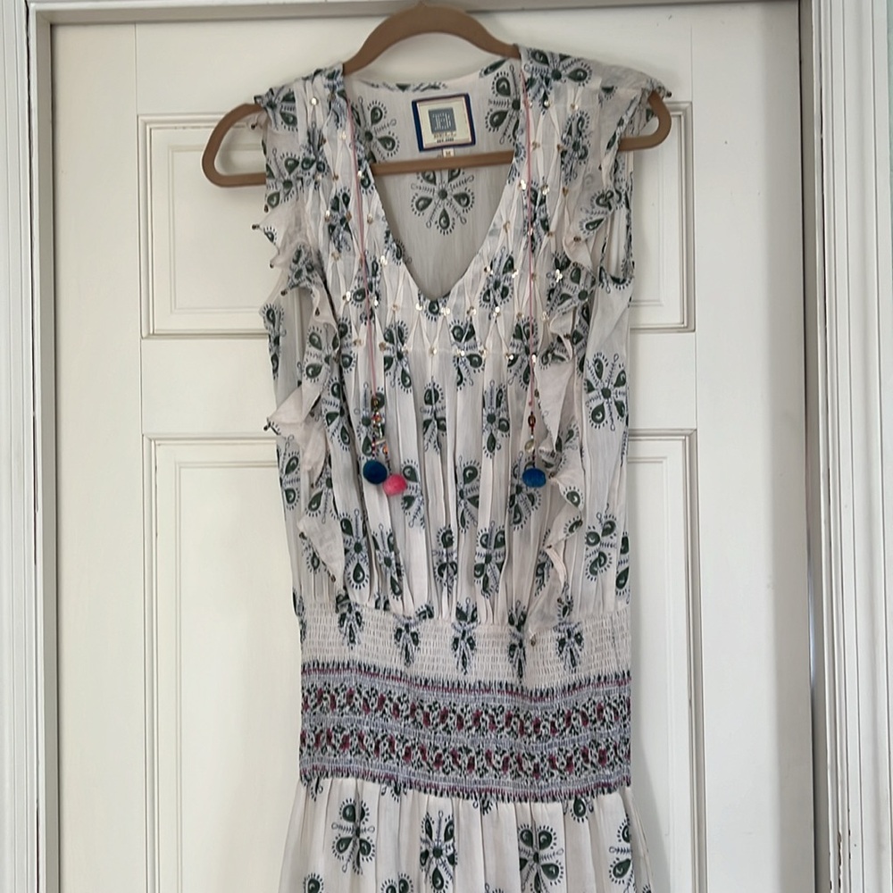 Floral Maxi Dress in White and Blue - Picture 2 of 3